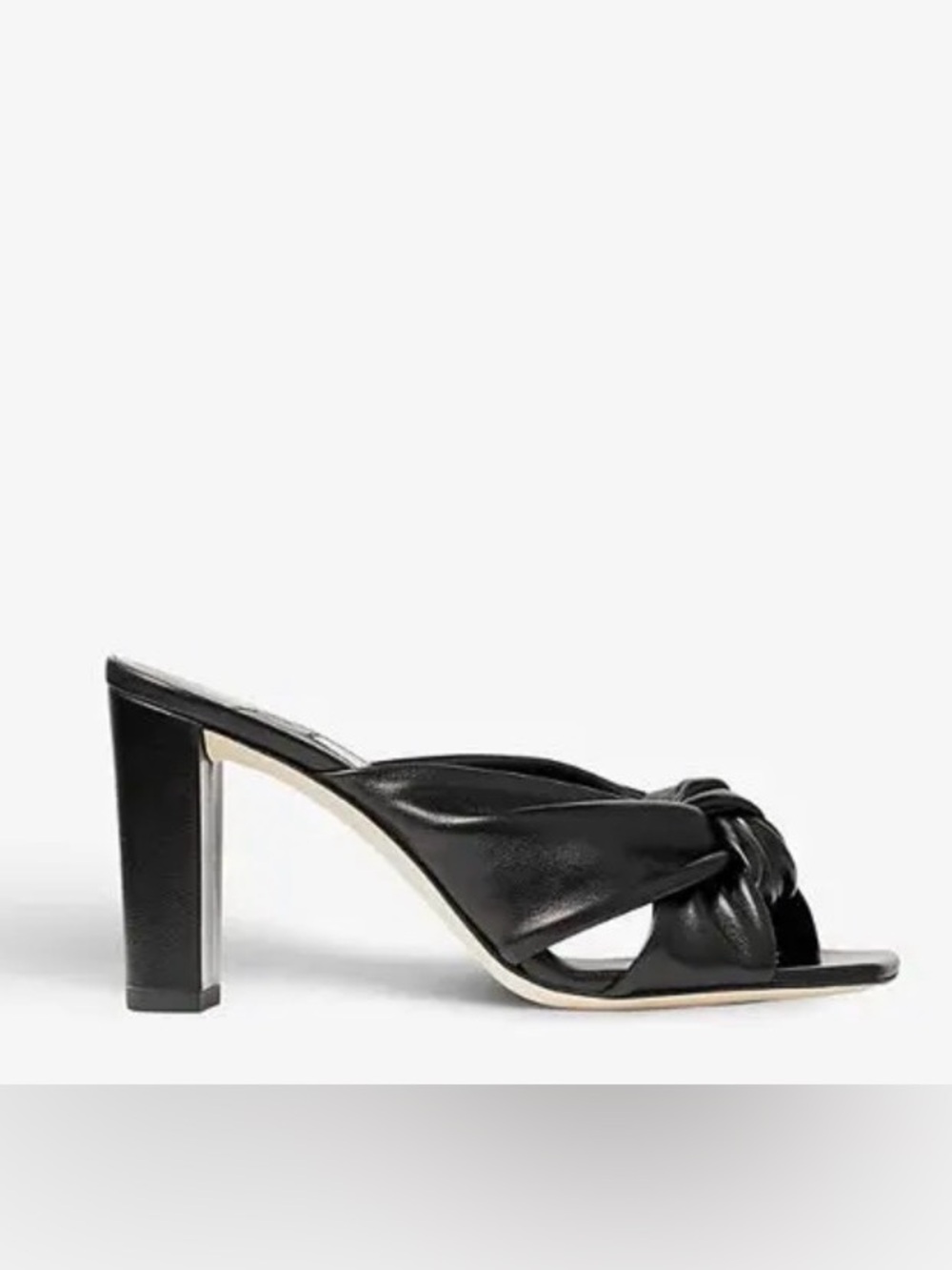 Jimmy Choo Black Knotted Leather High Heel Mule